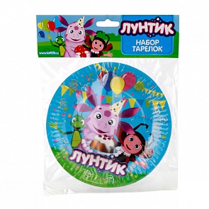 Набор из 6 тарелок с дизайном Лунтик, 18 см., в пакете (Весёлый Праздник, TR-LNT-18-6sim)